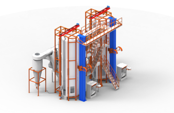 Double booth vertical powder coating line