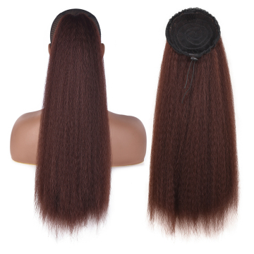 Wholesale Private Label Yaki Synthetic Kinky Straight Ponytails Hair Extensions Drawstring  Ponytails