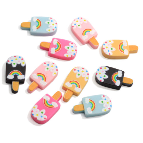 Popularne Flatback kolorowe Popsicle Resin Charms Sweet Cone Simulation Summer Food Beads Cabochon Brelok DIY Dekoracje