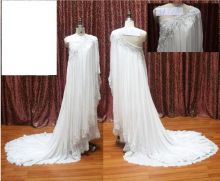 Custom One Sleeve Sheath Chiffon Real Sample Wedding Dresses With Beadings