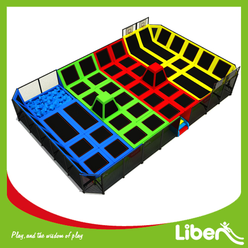 Set up indoor trampoline arena