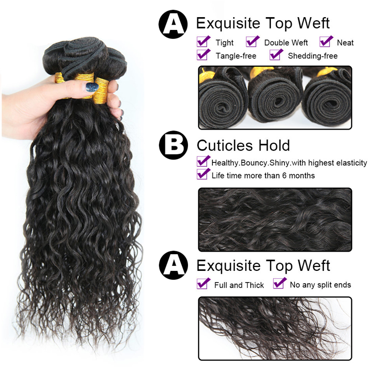 2019 New Arrival Brazilian Water Wave Curls Human Hair Extensions In Atlanta, Wholesale hair Weave Virgin Bundles