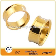 TP01572 gold anodized flesh tunnel piercings , stainless steel flesh tunnel body piercing
