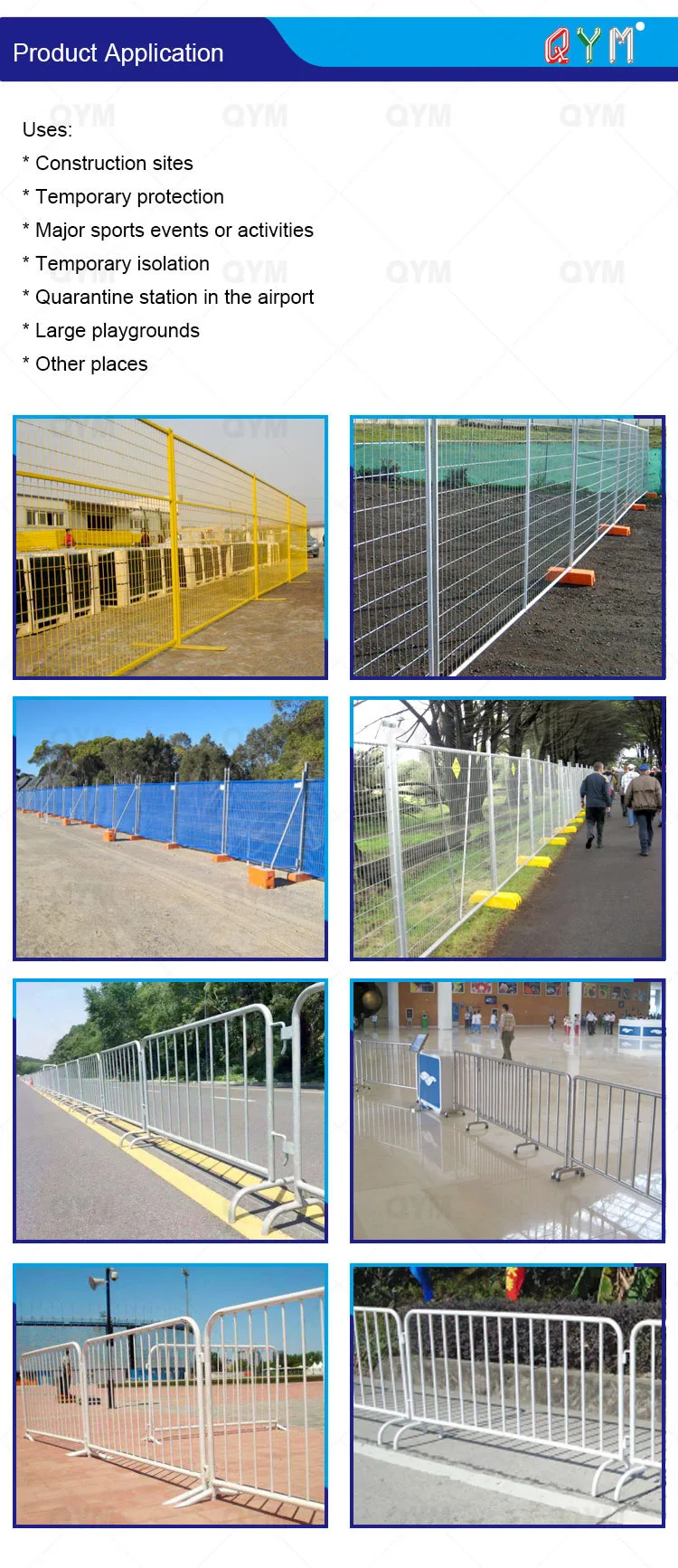 Temporary Swimming Pool Fence Galvanized Crowd Control Barrier Fence