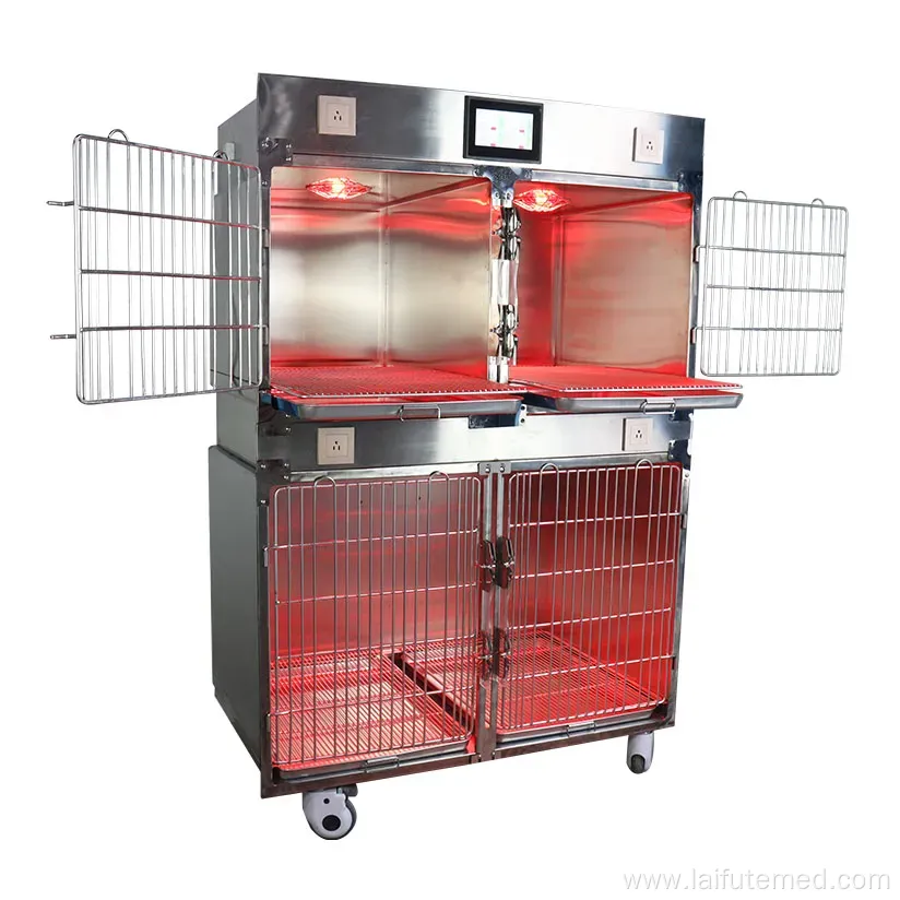 Best Quality Hospital Vet Equipment Stainless Steel 304 Animals Pet Clinic ICU Cage Oxygen Cage