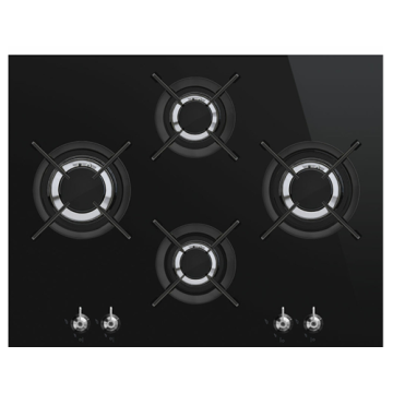 Smeg 4 Ring Gas Hobs Black Tempered Glass