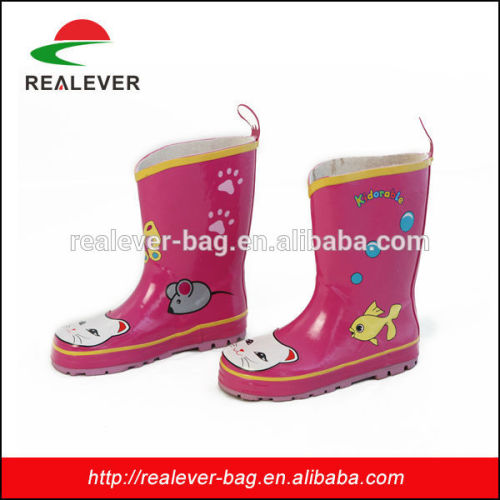 2014 Good sell cat printing lovely child rain boot