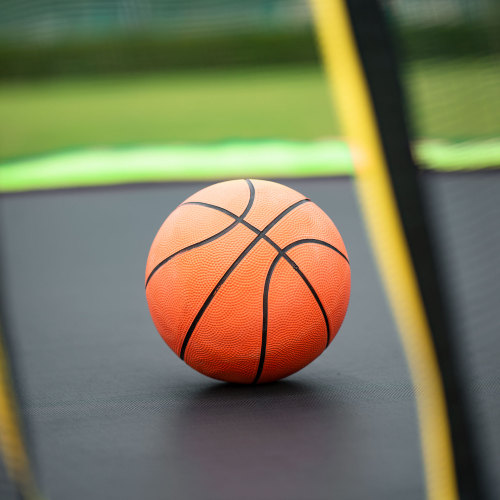 Outdoor green Trampoline 12ft with Basketball Hoop