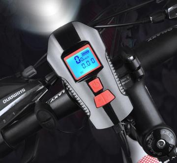 USB Rechargeable Bike Horn, Light, Speedometer, and Stopwatch