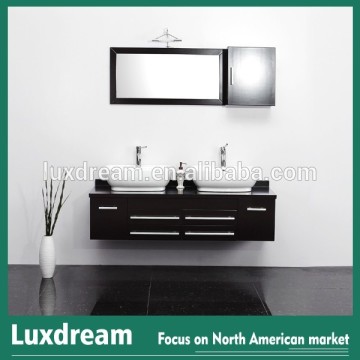 Luxdream Double Sink Espresso Bathroom Cabinet with Side Cabinet