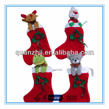 2014 Hot sales christmas stocking holders plush animals series