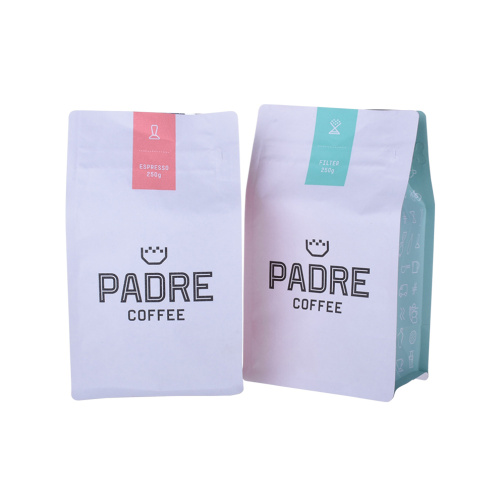 Bolsa de café de plástico con fondo plano y sellado térmico