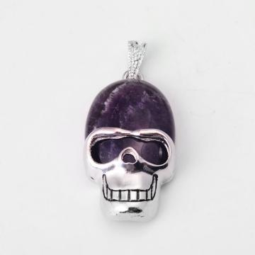 Semi Precious Stone Amethyst skull Gemstone Jewelry Pendant