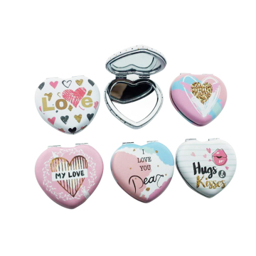 South Korea Mini Heart Shape Portable Clamshell Macaron Makeup Mirror