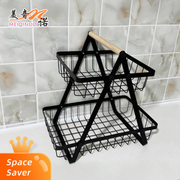 Black double layer fruit basket