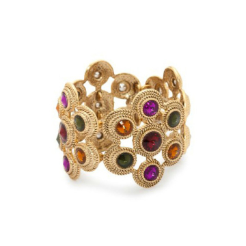 Flower-shaped gold bangles with diamond for women