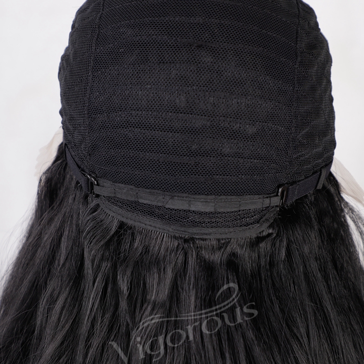 Heat Resistant Private Label Middle Part Synthetic Blend lace Long Body Wavy Mono Black Wig Women Cosplay Fiber Curly Wig