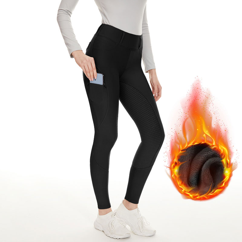 Winterdicker warmes schwarzes, volles Silikon -Reitgier -Leggings