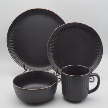 Most popular black and gold color dinnerware set, stoneware dinnerware tableware set