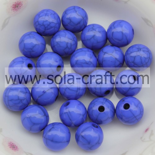 Spacer Charm 6MM Acrylic Solid Round Beads Blue Color Crack Beads