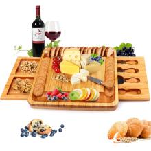 Big Rectangle Bamboo Cheese Board with Cheese Tools