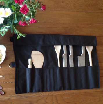 Waxed canvas tool roll bag knifer roll bag