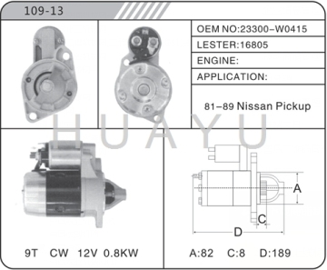 NISSAN Z24 STARTER MOTOR FOR NISSAN PICKUP 16805