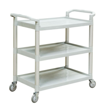 Big Hotel Trolley 3 Shelves Restaurant Plastic Trolley Three Layers Grey Plastic Service Cart