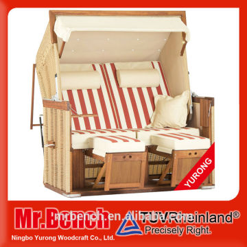 Classic wooden beach lounge chairs with free pillow.mat