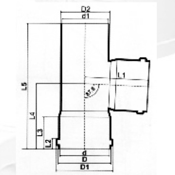 Din Drainage Upvc Tee Espita de goma Color gris