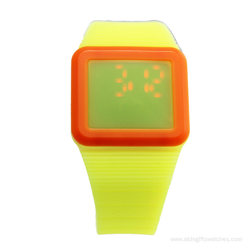 New Popular Square Silicone Digital Touch Watch For Unisex