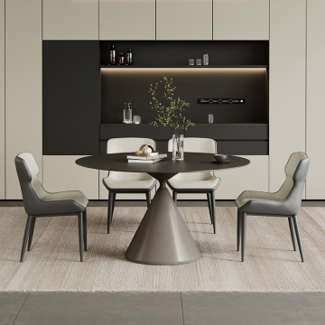 Sintered Stone Dining Table with Metal Base