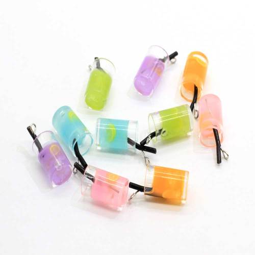 Fruit Juice Cup Resins - Colorful Mugs Drinks Cabochons 11*28MM Resin Fruit Juice Drinks Cup Slime Charms Pendants