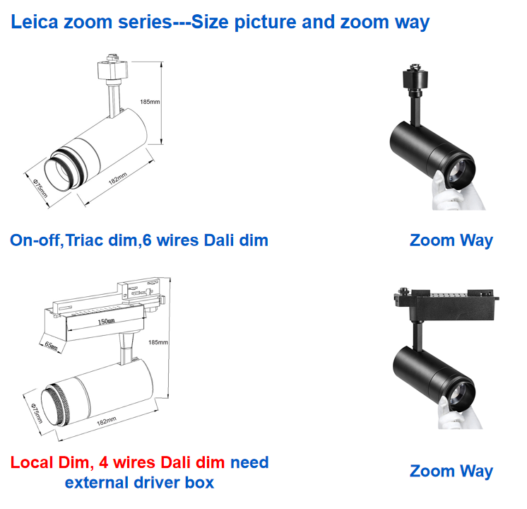 Leica Modern Design LED Adjustable Track Lights Rail Lighting System Zoom Beautiful Light Color Dimmable & Customizable