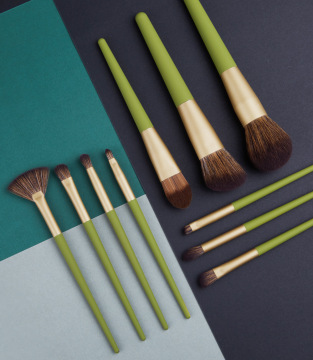 10pcs Green Wood Makeup Brush Suit