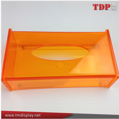 organge customized handmade plastic small custom printed clear rectangular facial napkin holder acrylic tissue box with cover