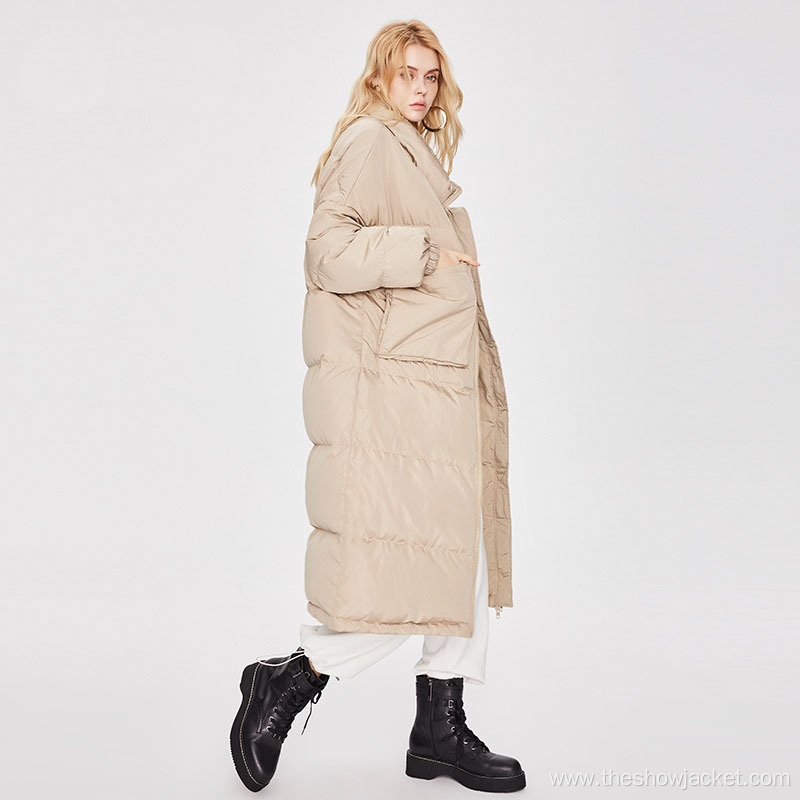 Winter New Women Stand Collar Long Down Coat