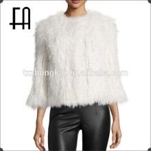Factory price wholesale fashion lady's knitted mongolian lamb fur jacket /knitted mongolian lamb fur coat