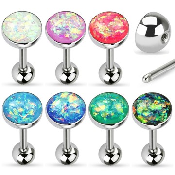 Synthetic Opal Sparkle Set Tongue Ring