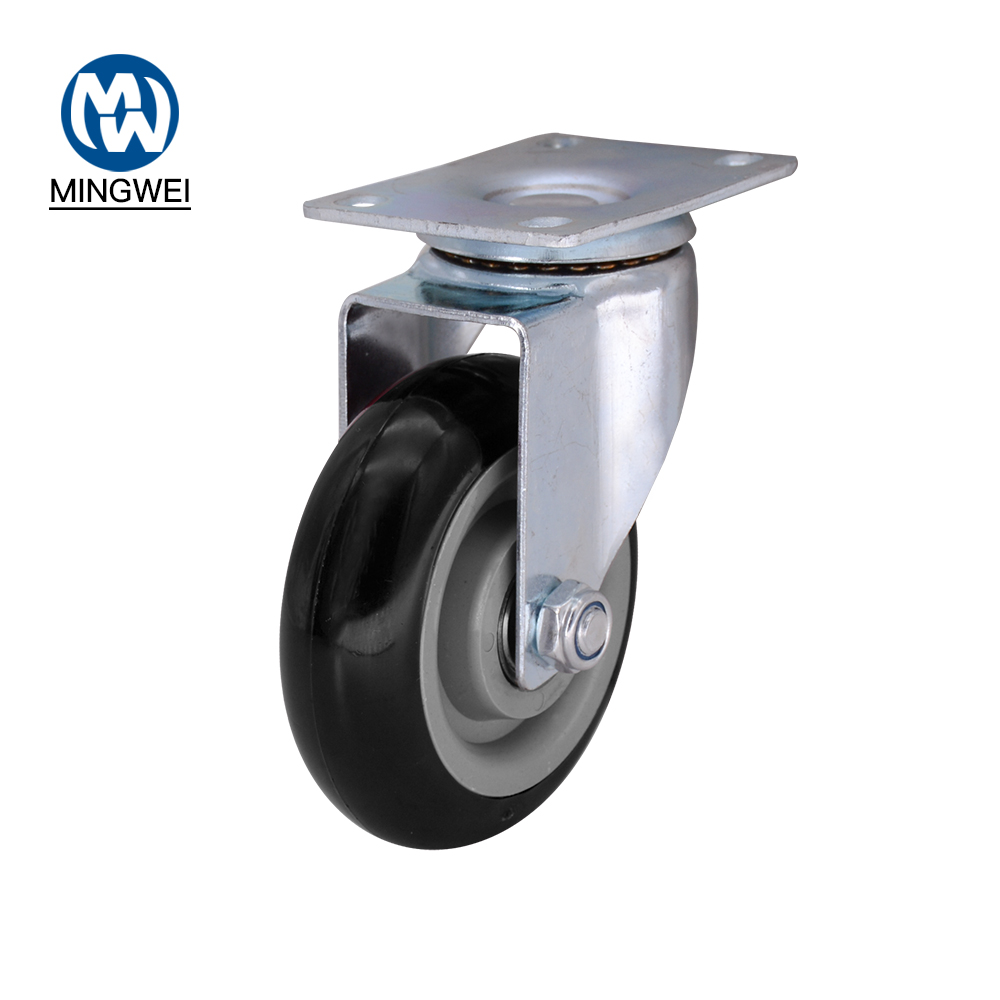 متوسطة PVC (PU) عجلات العجلة ذات اللون الأسود
