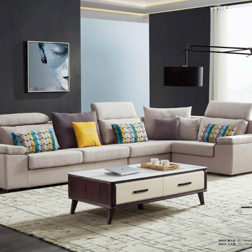 Multi Colors Fabric Corner Sofa With Chaise Lounges