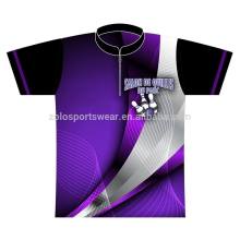 Cheap custom made sublimated 1/4 Zipper bowling shirts