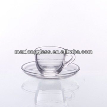 Clear Coffe cup set with plate glass