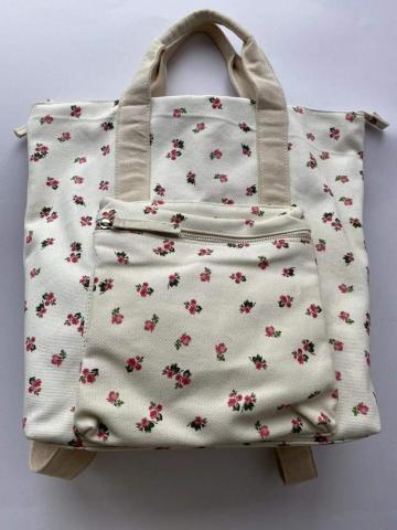 Flowery Pattern White and Pink Girly Cute Backpacks