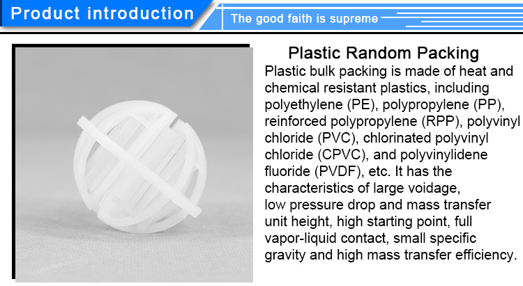 plastic random tower packing PP PE RPP PVC PVDF CPVC Tri packs scrubber bio ball for sewage treatment