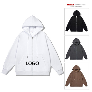 Aangepast logo Volledig Zip Up hoodie Casual sweatshirt