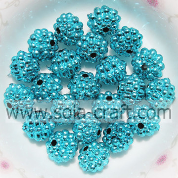 Perles métalliques décoratives en plastique de couleur turquoise assorties de 10 mm