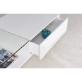 Modern white coffee table with metal leg