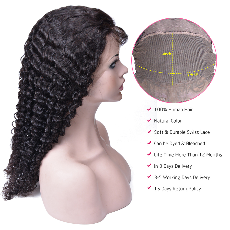 New Product High Quality Brazilian 100% Unprocessed Human Hair Fashion Style Curly Wave Lace Front Wig