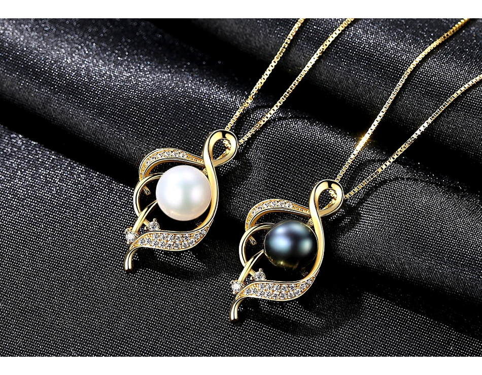 Music Design Gold Plated 925 Sterling Silver Freshwater Pearl Pendant Necklaces